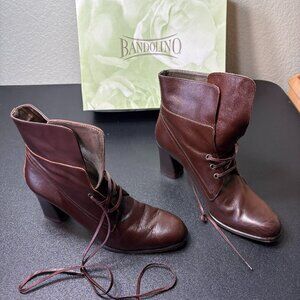 Bandolino Lace Up Boot made in Italy size 7.5. Prairie Style